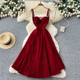 Niche High-End Light Style Single Row Buckle Short-Sleeved Printed Shirt Dress Female Magenta Vintage Chiffon