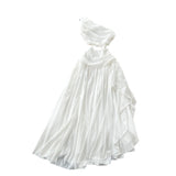 Spring New French Atmosphere Temperament Hollow Exposed Waist Thin Shoulder Irregular Chiffon Dress