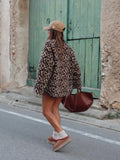 Women's Fashion New Leopard Print Loose Jacket Lamb Wool