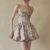 Feel Dress 2025 Elegant Wind Print High Belt Design Short Sling Princess