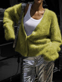 Hot Spring And Autumn Imitation Sting Cardigan Women Lazy Wind Loose Sweater Jacket Soft Long-Sleeved Knitted