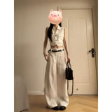 Fashion Temperament Sleeveless Shirt Shirt Top High Waist Straight Casual Trousers