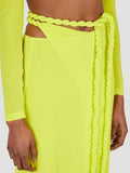 Fashion Women's 2 Pcs Set New V-neck Long Sleeve Bandage Tops And Lace Up Waist Mid-calf Skirt Female Summer 2023