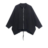 Loose Fit Black Big Size Casual Jacket New Stand Collar Long Batwing Sleeve Women Coat Fashion Spring Autumn 2023