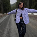 Women's Jacket Thin Parkas Coat Button Vintage Fashion Outwear Pocket Blue Coat Winter Autumn Ladies Oversize Bomber