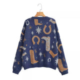 Women's New Round-Neck Long-Sleeved Silk Knitted Sweater
