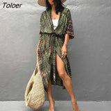2023 Autumn Beach Kimono Swimwear Women Print Bikini Cover Ups Swimsuit Fashion Loose Plus Size Beachwear Hooded