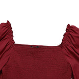 Celmia Elegant Women Ruffled Sundress 2022 Puff Long Sleeve Sexy Square Collar Mini Dress Casual Solid Pleated Party