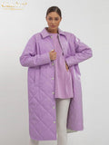 Fashion Loose Purple Woman Coat 2022 Casual Lapel Long Sleeve Office Coats Winter Single-Breasted Warm Jacket