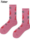 Harajuku Men Socks Funny Colorful Cartoon Dot Striped Sokken Casual Japanese Style Street Skateboard Calcetines