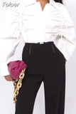 Fashion Women's Shirt New Solid Color Loose Single Breasted Puff Sleeve Drawstring Blouse Female Tide Summer 2023
