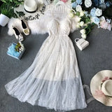 VAREY LIN 2022 women summer Stars V-neck Sleeveless Vestidos Sexy Dress equined Party Dress Mesh Patchwork New Long