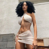 Fashion Sexy See-Through Strappy Vest Slim Skirt