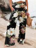 Spring And Summer New Four Seasons Of Leisure Wide Leg Trousers Print Burst Loose Trousers