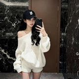 And Winter New Lazy Wind Soft Knitted Sweater Women High Waist Thin Leisure Shorts Two
