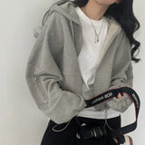 Oversized Zip Up Gray Hoodie-Outfit