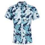 of 2019 American size Short-sleeved Men's Hawaiian Shirts Short-sleeved Beach Printed with Tencel Cotton shirts US
