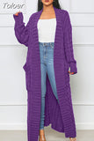 Winter Open Front Chunky Cardigan for Ladies Long Sleeve Cable Knit Floor Length Coat Fashion Side Big Pockets