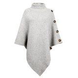 Turtleneck Vintage Cape Long Sweater Women Bat Sleeve Autumn Winter Button Tops Jumper Holiday Pullover Sweaters