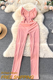 Fashion Women's Jumpsuit Sexy Spaghetti Strap V-neck Sleeveless Backless Slim Bodycon Long Rompers Casual