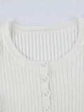 Solid Breasted Ribbed Long Sleeve Knit-Outfit