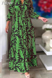 For Women 2023 Autumn And Winter Long Swing Dress Bohemian Floral Print Long Sleeve Robe Longue Femme Party Maxi