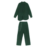 Wide Leg Pants Irregular Big Size Two Piece Suit New Lapel Long Sleeve Loose Fit Women Fashion Spring Autumn 2023