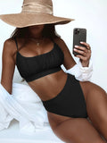 Toloer Single Swimsuit 2023 Split Swimsuit Sexy Swimsuit Solid Color High Waist Bikini B696K-Outfit