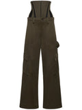 Fashion Women Trouser Slim Removable Contrasting Colors Fishbone Straight Green Girdle Cargo Pants Summer 2023 New
