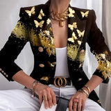 New Women's Coat Season Printing Xiaoxi Decoration Fashion Short Double Buckle Top