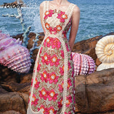 Embroidery Dress Women Vintage Square Neck Sleeveless Bodycon Dress Lady High Waist Strap Party Clothing Luxury
