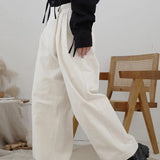 High Waist Black Pleated Stitch Long Wide Leg Trousers New Loose Fit Pants Women Fashion Tide Spring Autumn 2023