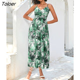 Sexy Midi Dress Women Casual Backless Floral Print White Beach Sundress Elegant V Neck Wrap Sleeveless Dresses