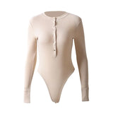 Autumn Bodysuit Long Sleeve Black White V-Neck Skinny Women Fashion Sexy Streetwear Cross Casual