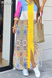 For Women 2023 Spring Summer Casual Loose Print Long Shirt Dress Button Up Long Sleeve Midi Elegant Vintage
