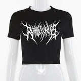 Crop top Harajuku brown t-shirt female Sexy anime Goth print spring and summer new fashion T-shirt women Tops 2023