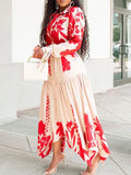 Women's Summer New Long-Sleeved Print Clip Irregularly Easier Grand African