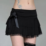 Bow Spliced Half-Dressed Girl 2025 Low-Waist Sexy A-Shaped Skirt Hottie INS New Short