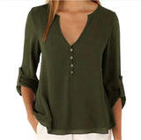 Women V-Neck Summer Casual Long Sleeve Silm Shirt Blouse Camisa Femme Tops Party New 8