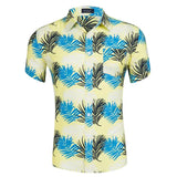 of 2019 American size Short-sleeved Men's Hawaiian Shirts Short-sleeved Beach Printed with Tencel Cotton shirts US