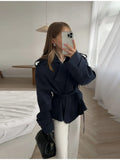 Pure Color Belt Short Jacket 2025 Spring And Autumn New