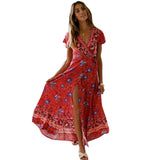 Summer Leisure Hot Holiday Printing Dress Sexy Long Dress Women's