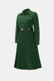 Belted Button Down Pleated