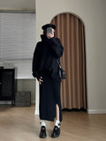 Women's Knit 3 Piece Set Twist Wool Sweater + Scarf + Midi Skirt 2022 Winter New Korean Sleeve