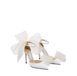 party 2022 Fashion Sandals Women New Summer Shoes Pointed Sardin Cloth Bow Stiletto High Heel Slippers Open Shoes Large