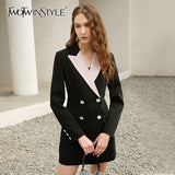Black Vintage Solid Dress For Women Lapel Long Sleeve Button Pockets Dresses Female Fashion New Clothing 2021