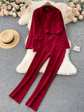 VAREY LIN New Spring Autumn Women Fashion Three-piece Set Single Breasted Blazer Coat+Strapless Vest+high Waist Pants OL