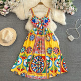 Court Baroque Sling Sling Dress Seaside Holiday With Thin Letter Positioning Printing