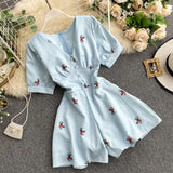 Womens Jumpsuit Shorts 2022 New Summer Fashion Printed Short Sleeve Slim Casual Overall Female White Bodysuit