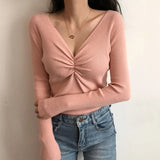 Neck Knitted Pullover 2022 Sexy Women Sweater Autumn Jumper Chic Soft Korean Slim Long Sleeve Female Basic Top Jumper